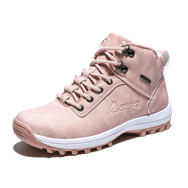 

CINESSD Women Ankle Snow Boot Winter Warm Plush Wedges Rubber Platform Faux Suede Lace Up Sexy Pink Ladies Shoes Botas Mujer