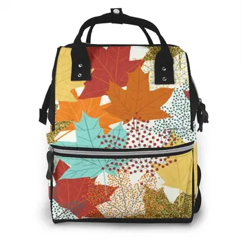 

Fall Maple Leaves Colorful Diaper Bag Mummy Maternity Baby Bags Travel Baby Nappy Changing Backpack Women Stroller Organizer