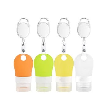 

Leakproof Silicone Refillable Containers Squeezable Reusable Hand Sanitizer Empty Travel Bottles with Keychain Carriers