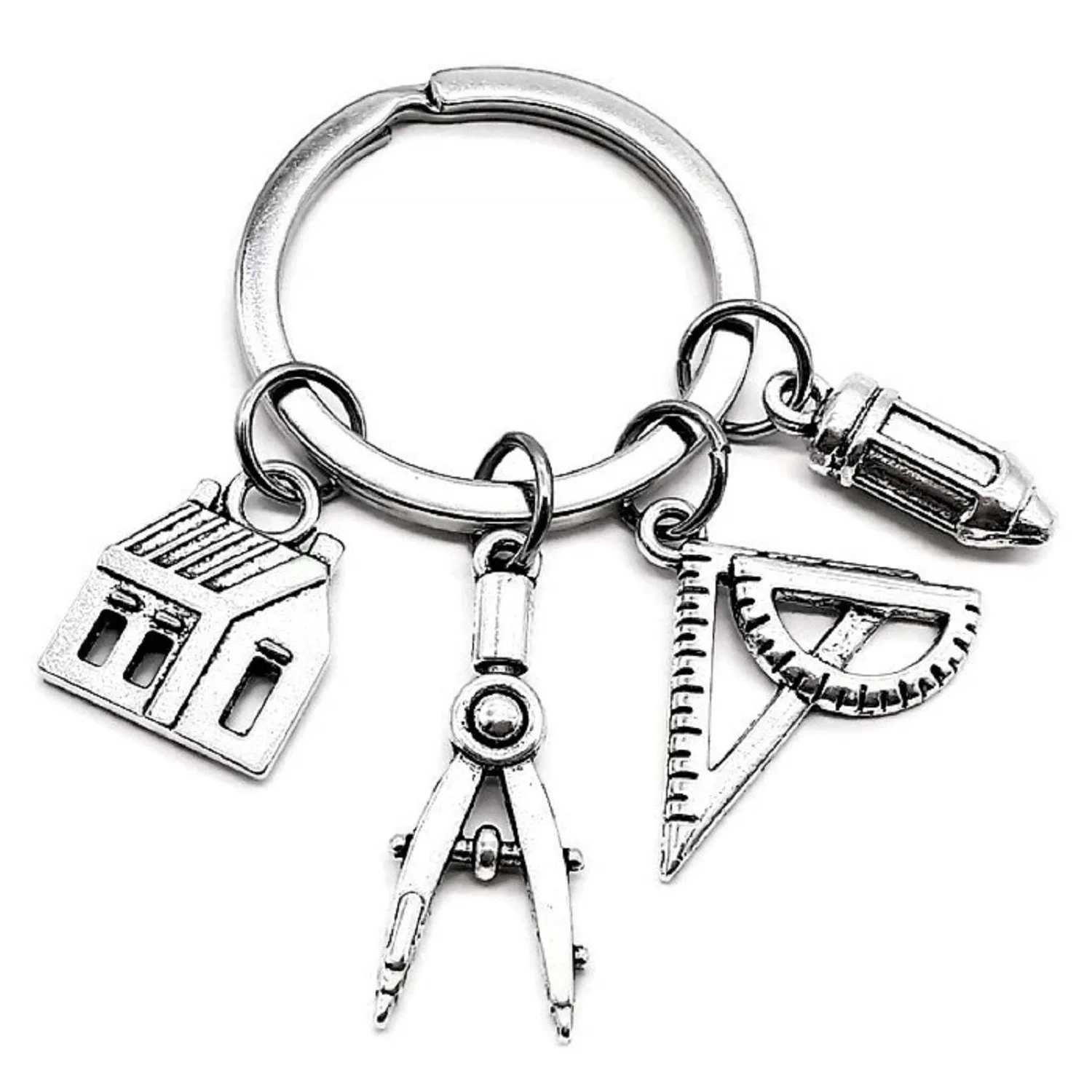 

House Compasses Ruler Real Estate Architect Engineer Engineering Professional Students Drawing Key Cap