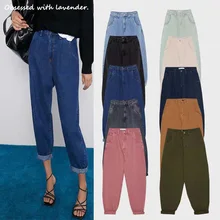 Одержим лавандой. женский Z1975 плиссированный декоративный бумажный пакет джинсы 6147/159