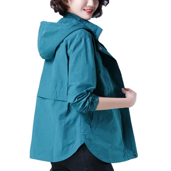 

Women's Wild Coat Spring Autumn 2020 New Korean Loose Little Trench Coat Lady Plus Size Women's Hooded Tops Coat