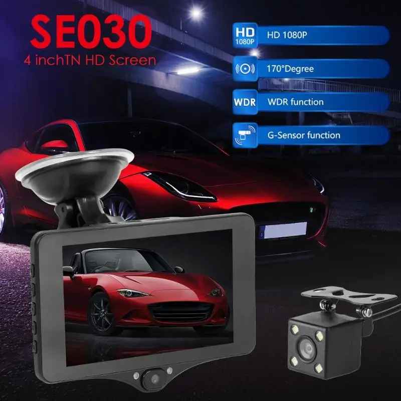 VODOOL SE030 тройной объектив 1080P Автомобильный видеорегистратор Камера " HD TN экран вождения видео рекордер WDR g-сенсор видеорегистратор ночного видения