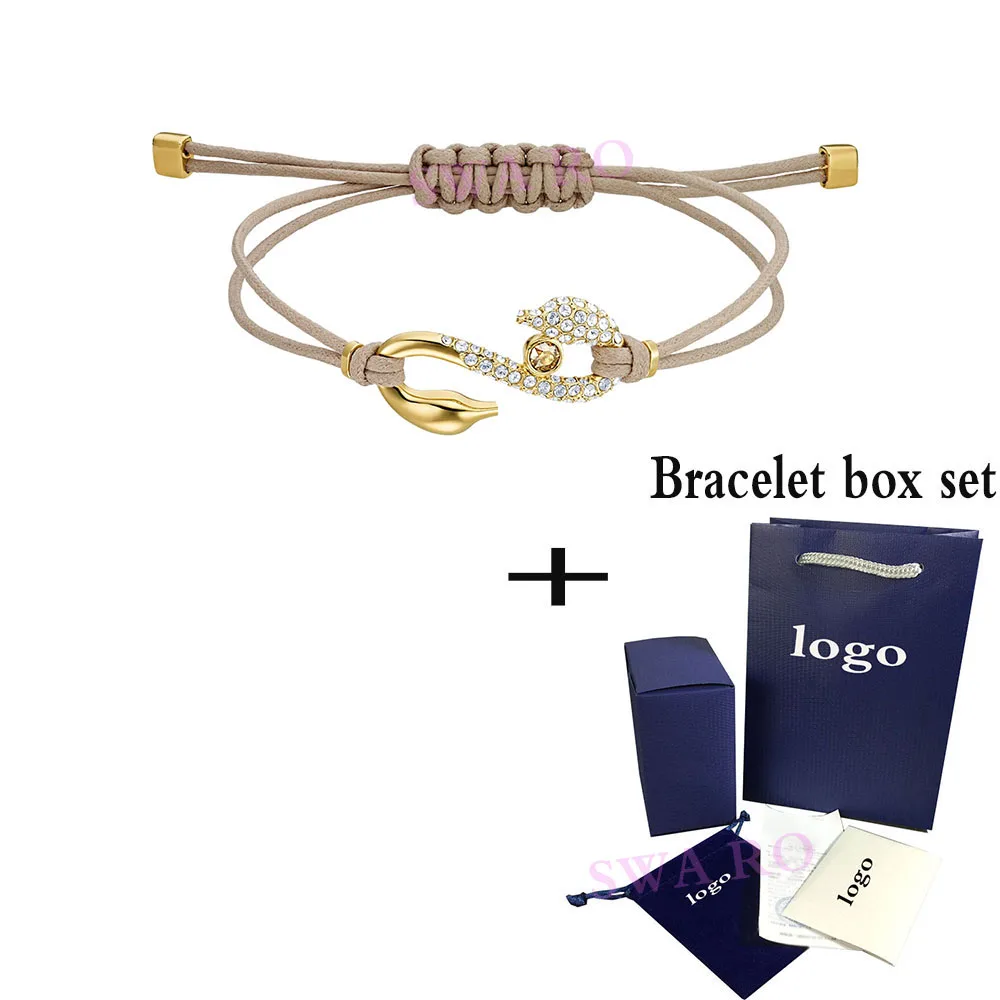 

SWA RO 2019 New Lucky Power Collection Hook Bracelet Beige Brown Ruthenium Gold Ruthenium S Hook Symbol Crystal Female Bracelet