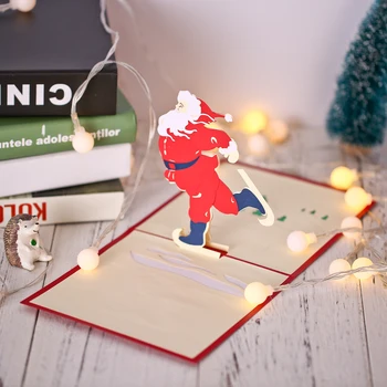 

3D Pop Up Christmas Card with Envelope Christmas Gift Angel/Castle/Reindeer/Bell/Santa Laser Cut Envelope Postcard Greeting Card