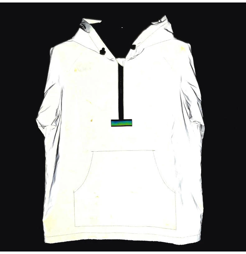 Прямая Мужская Ночная Светоотражающая хип-хоп куртка мужская ветровка с капюшоном одежда цветной, отражающий лоскутный пуловер из ленты