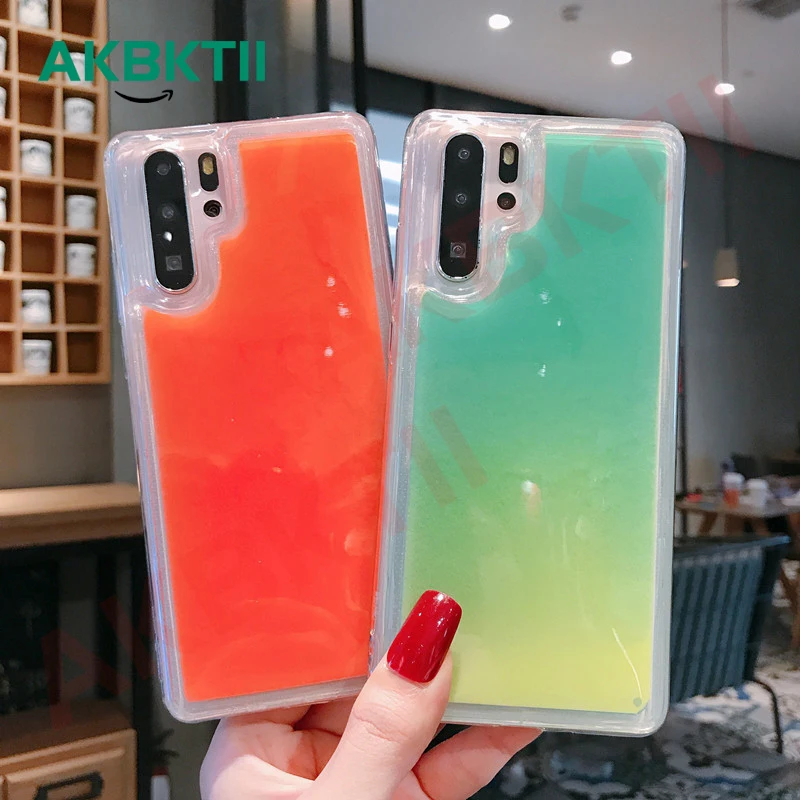 AKBKTII светящийся неоновый песок мобильный мягкий чехол для huawei P20 P30 lite mate 20