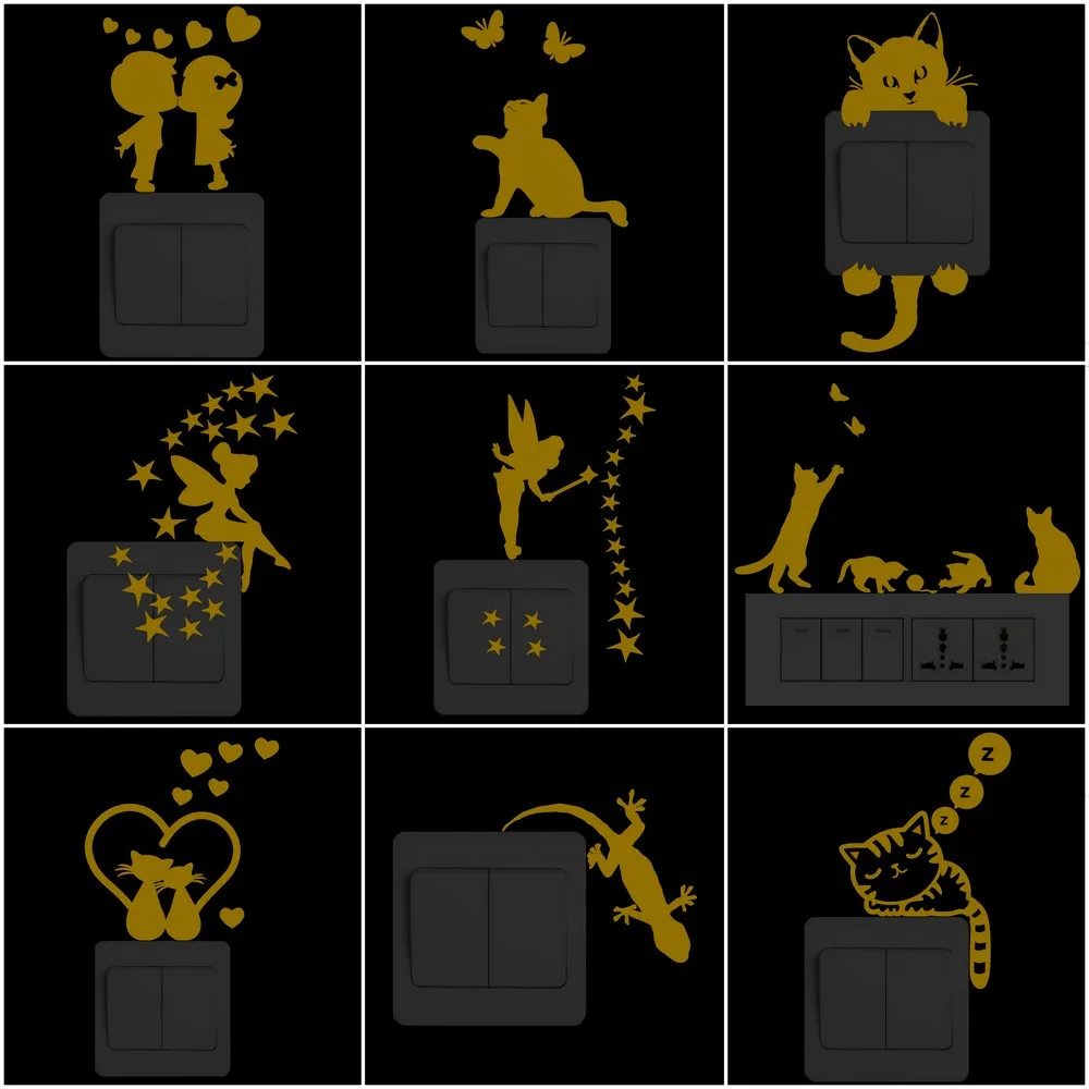 

Light Switch Decoration Stickers/Glow in the Dark Wall Sticker/Cartoon Luminous Stickers for Kids Rooms Decor/Fluorescent Decals