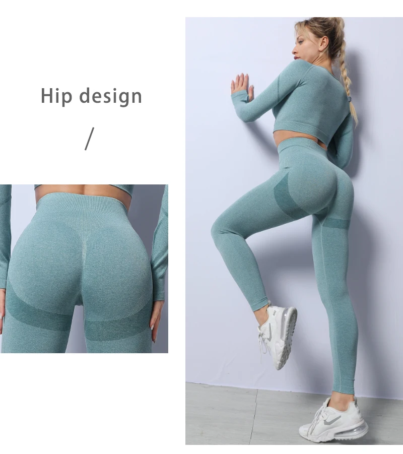 2PCS Seamless Yoga Set Women Tracksuit High Waist Leggings Workout Sportswear Gym Clothing Fitness Crop Top Sports Suits Gym Set