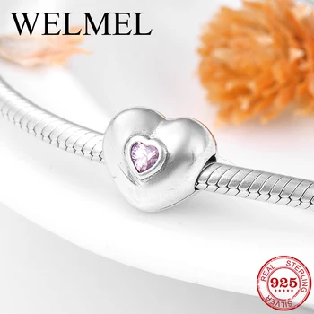 

2018 fashion luxury pink Heart CZ Clips lock beads 925 Sterling Silver Fit Original Pandora Charms Bracelet Jewelry making