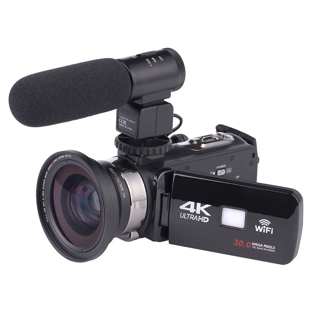 Full HD 4K wifi-глазок для двери с монитором ручной DV Профессиональный ночного видения анти-встряхивание цифровая фотокамера видеокамера Стабилизатор потока - Цвет: Camera Mic Lens