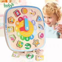 Boby для детей 1-2-3 лет, подходящие по форме строительные блоки, магнитные часы, графика для раннего образования, познавательное образование