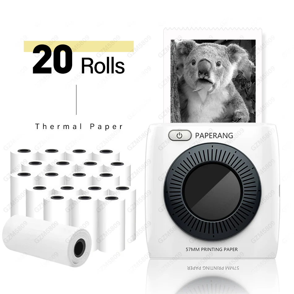 Add 20 Rolls Paper PAPERANG P2 карманный мини 58 мм портативный Bluetooth принтер Телефон фото беспроводное подключение HD термопринтер этикеток 1000 мАч батарея - Цвет: Add 20 Rolls Paper