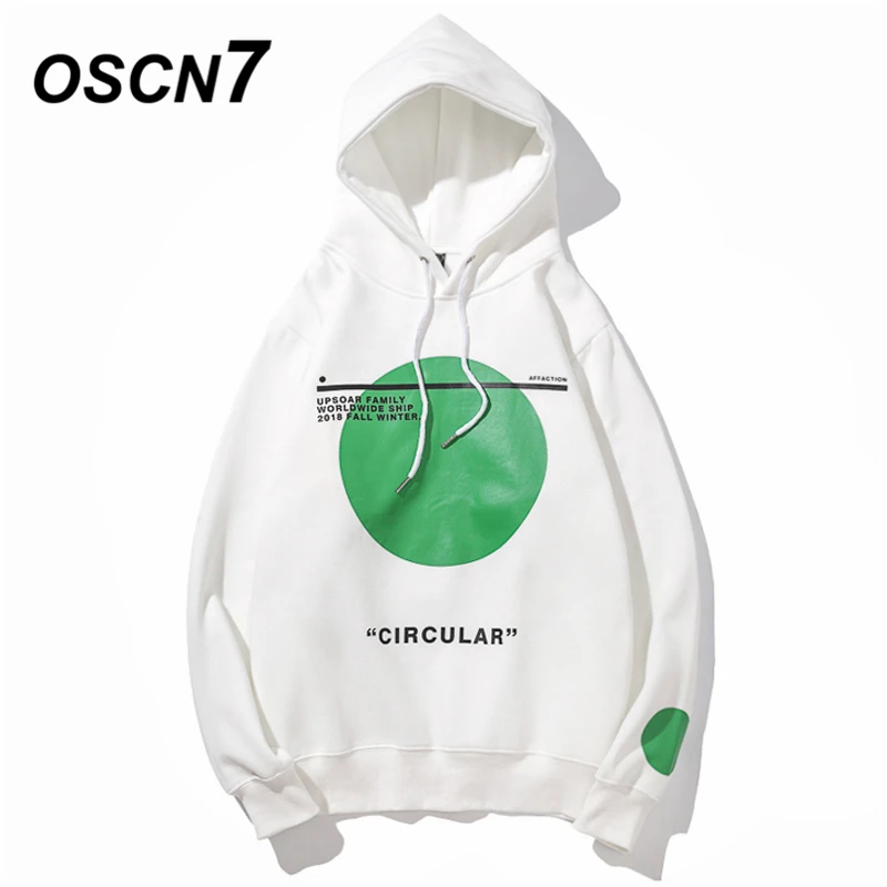 OSCN7 High Street Print Fleece Hooded Sweatshirt Woman Fall Streetwear Plus Velvet Oversize Hoodies Womans 930