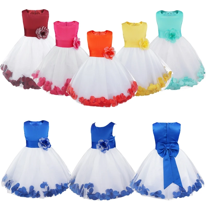 Flower Girl Dresses Girls Flower Petals Wedding Dress Children Bridesmaid Formal Party Kids Dresses