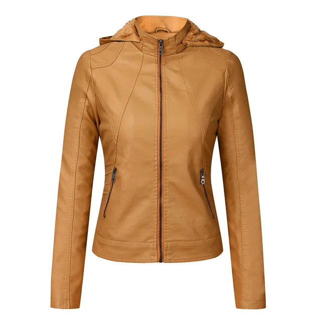 womens leather jacket with hoodie inside