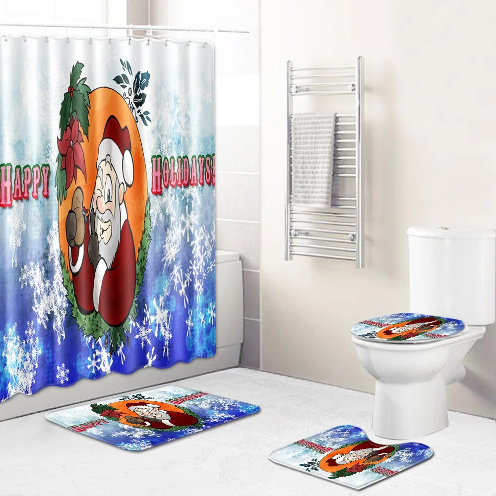 Zeegle Shower Curtain Anti-slip Bathroom Carpet Set Shower Mat Absorbent Toilet Rug Bathroom Rug Washable Bathroom Rug Set