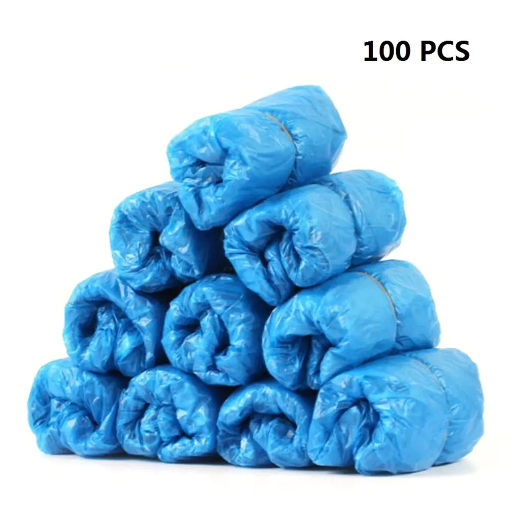 

100Pcs Disposable Shoe Cover Plastic Foot Cover Thickened Design Good Durability Tough Rainy Outdoor Cleaning Shoe Covers