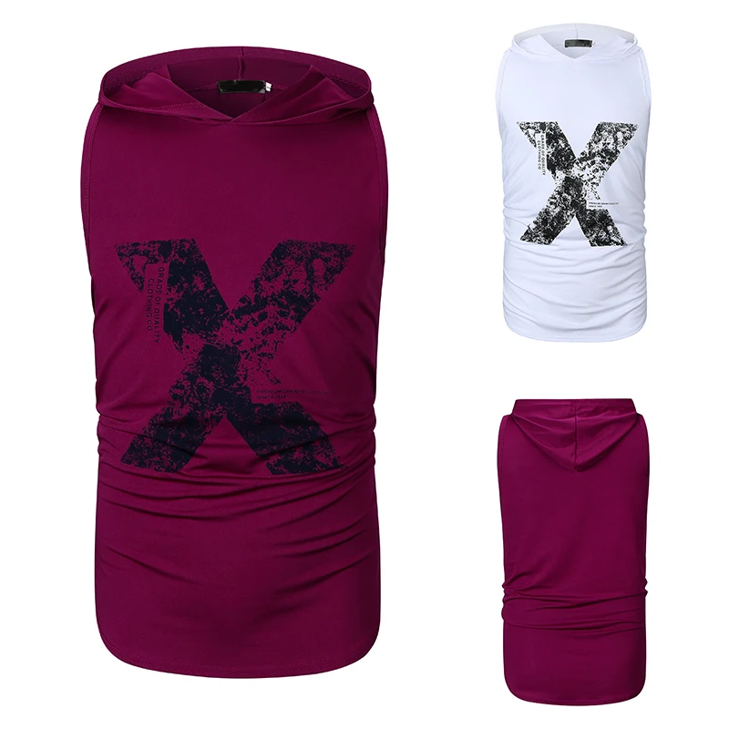 Г., Ouma, международная торговля, Летний стиль, AliExpress Wish men's, модный топ без рукавов с капюшоном и буквенным принтом
