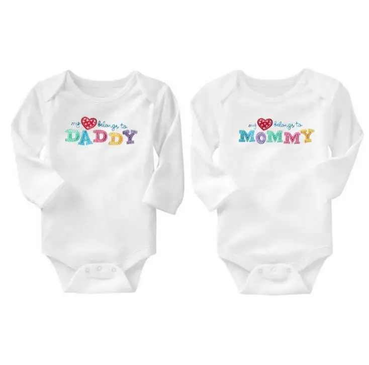 

Newborn Baby Romper Newborn Infant I Love Mom And Dad Long Sleeve Triangle Cotton Romper Baby Bodysuit