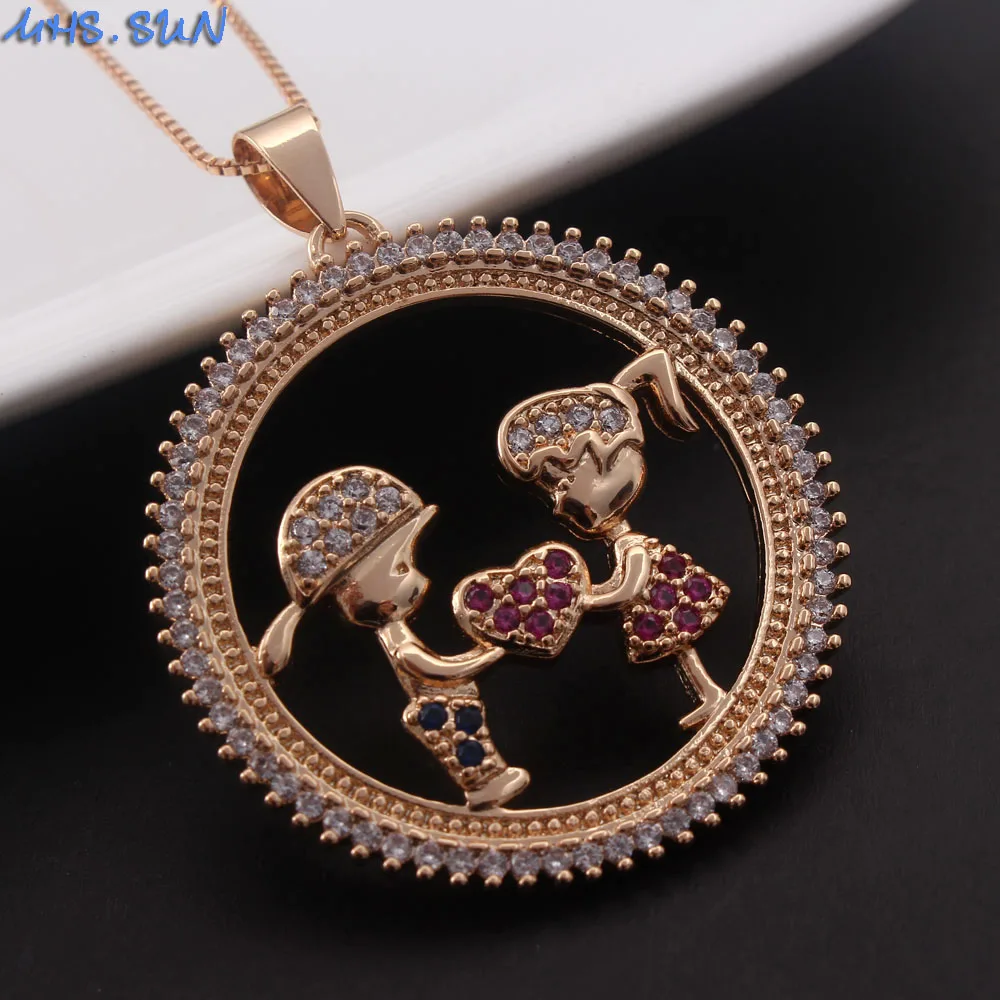 MHS.SUN Fashion AAA Zircon Jewelry Boys Girls Pendant Necklace Luxury Women Chain Necklace Charm Choker For Christmas Gift 1PC - Окраска металла: 10