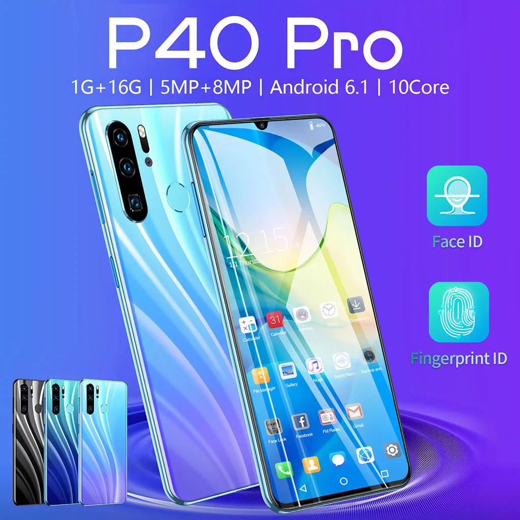 Лучшие продажи продуктов P40 PRO четырехъядерный 6,3 дюймов камера Android 6,1 1G+ 16G gps 3g звонок мобильный телефон США поддержка дропшиппинг