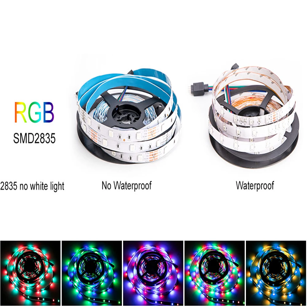 Светодиодный светильник 2835 SMD RGB лента 5 м 10 м 15 м DC12V 3528 Гибкая RGB Светодиодная лента e лента Диод+ 24Key контроллер+ адаптер EU