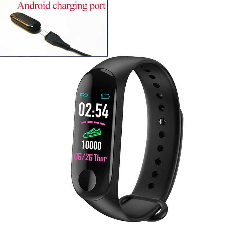 M3 Plus Смарт-часы Браслет фитнес-трекер кровяное давление HeartRate фитнес-оборудование - Цвет: Andrews mouth black