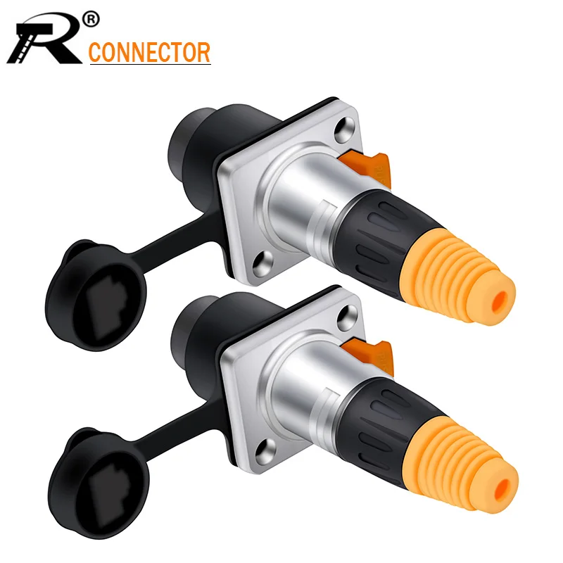 

10sets RJ45 Aviation Waterproof Ethernet Male Plug +RJ45 Female Socket Connector Network Copper Pins 8p8c Panel Mount Type