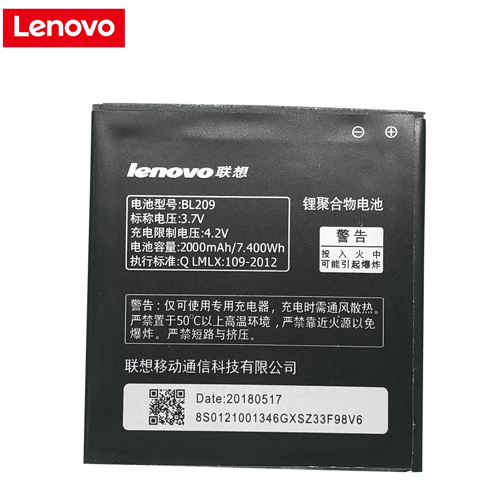 

For Lenovo A516 Battery 2000mAh BL209 Back up Battery Replacement for Lenovo A516 A706 A760 A820E A378T A398T A788T smart phone