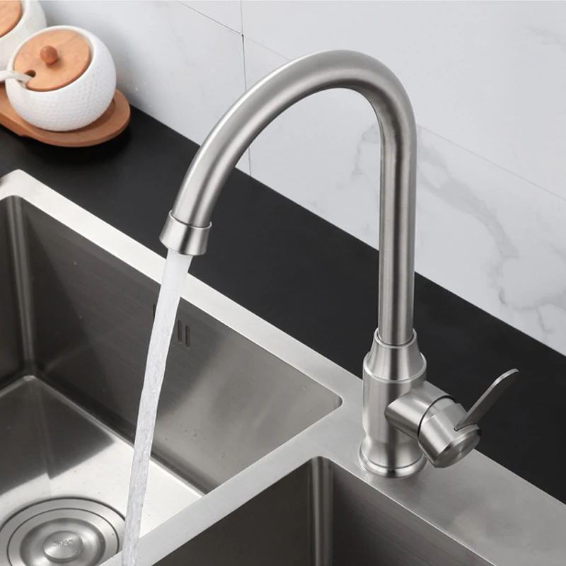 

304 Stainless Steel Kitchen Faucet Brushed Cold and Hot Water Saving Taps Mixer Washbasin Tap Kitchen Sink Faucets