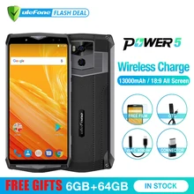 Ulefone Power 5 13000 мАч 4G смартфон 6," FHD MTK6763 Octa Core Android 8,1 6 ГБ+ 64 ГБ 21MP Поддержка Беспроводной зарядки Face ID Мобильный телефон