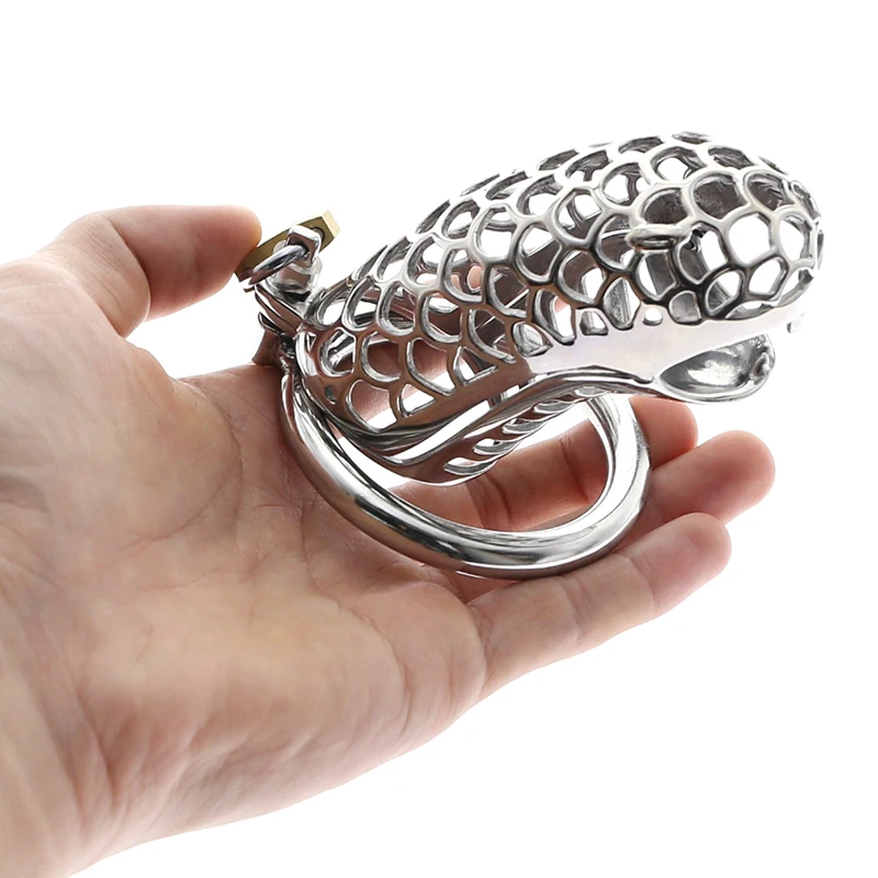Silvery Snake Stop Masturbation Cock Cage Chastity Abstinence Device Belt Lockable Male Penis Ring BDSM Sex Toys for Men | Красота и
