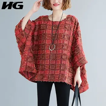 

HG Fringed Burrs Bat Sweatshirt Plus Size Loose Top Women Fashion Trend Oversized Women Clothes 2019 Wild Pullover Autumn XJ1928