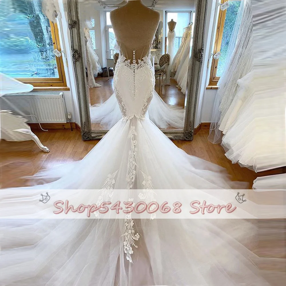 long sleeve bridal gowns Luxury Design Appliques Lace Wedding Dresses Mermaid Long Trail Sweetheart Illusion Bodice Bridal Gowns vestidos de noiva sexy wedding dresses