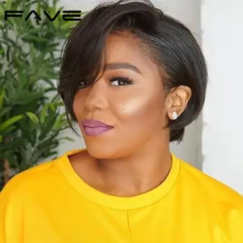 

FAVE Pixie Cut Wig 13*4 Lace Front Wigs Short Straight Bob Wig Brazilian Remy Human Hair Wigs For Black Women Lace Wig