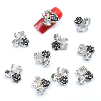 

30pcs/pack DIY Alloy Rhinestone Eiffel Tower Manicure Tools 3D Metal Rose Shiny Crystal Rabbit Nail Accessories
