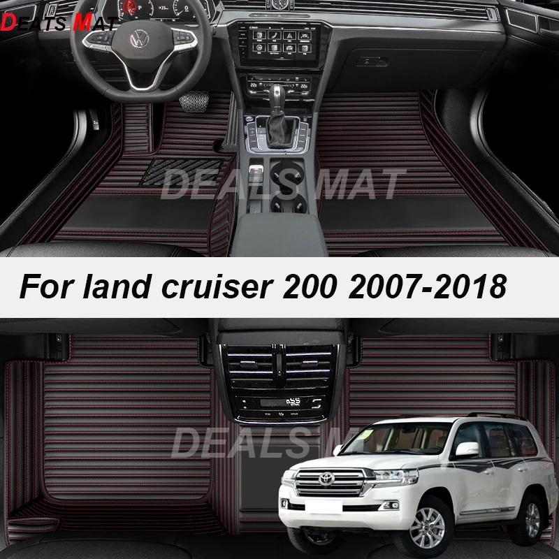 Custom 5 Seats Leather Luxury Auto Car Mats With Pockets Floor Carpet Rug For Toyota Land Cruiser 200 2010 2011 2012 accessories |