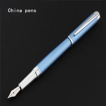 

High quality 05 Sky blue colour Metal Business office Medium Nib Fountain Pen New Office & School Supplies ink pens