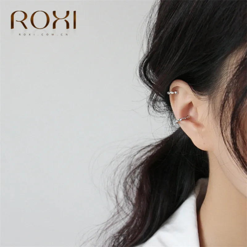 ROXI непроколотое ухо клип простая заколка-цветок на серьги для ушей 925 стерлингового серебра серьги для женщин корейская мода ювелирные изделия