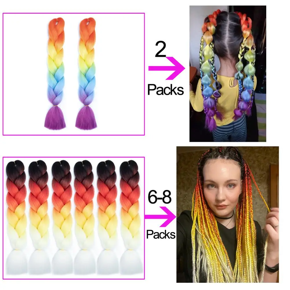 DAIRESS High Temperature Fiber Jumbo Braids Ombre Synthetic Braiding Hair Extensions 100g 24inch Crochet Braiding Hair For Women