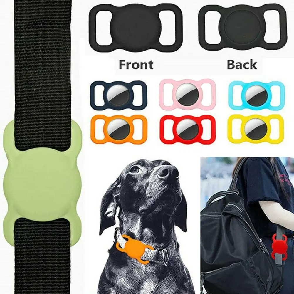 Pet Silicone Protective Case For Apple Airtag Portable Silicone Bluetooth Locator Pet Collar Protector Tracker Cover Case,regulierbare Gps Tracking Dog Cat Accessories Anti-lost Locator Airtags