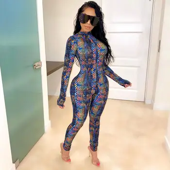 

2020 New Women's Sexy Skinny Snake Print Sports Casual Jumpsuit