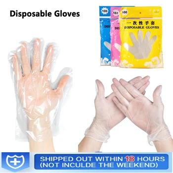

Hot Sale 100/200PCS Transparent Disposable Gloves Dishwashing/Kitchen/Latex/Rubber/Garden Gloves Universal For Home Cleaning