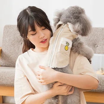 

New spring dog clothes cute pineapple vest Teddy Bomei extra thick two legged pet clothes in autumn and winter