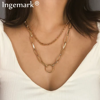 

Ingemark Punk Layered Cuban Choker Necklace Collar Statement Steampunk Hip Hop Round Chunky Chain Necklaces Women Best Jewelry