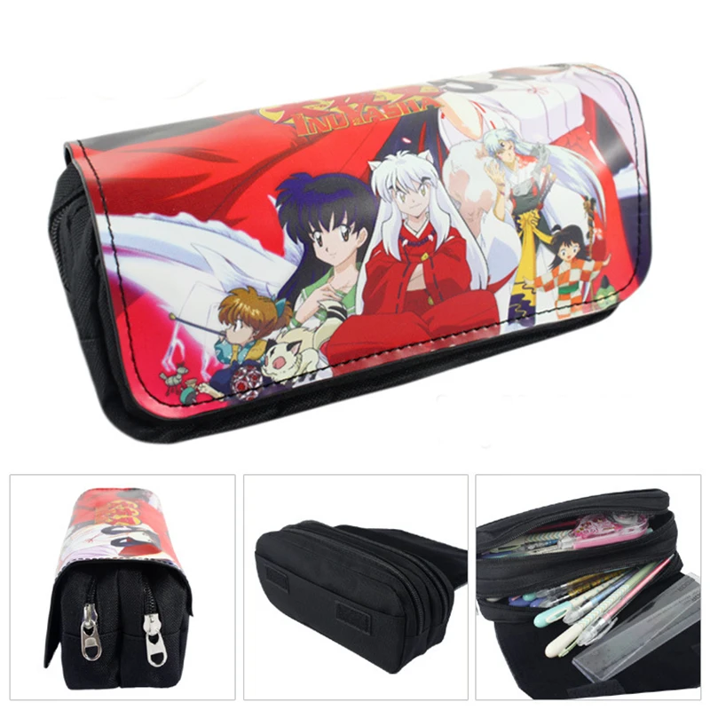 Пенал для карандашей Anime Inuyasha мультяшный чехол Холщовый держатель органайзер