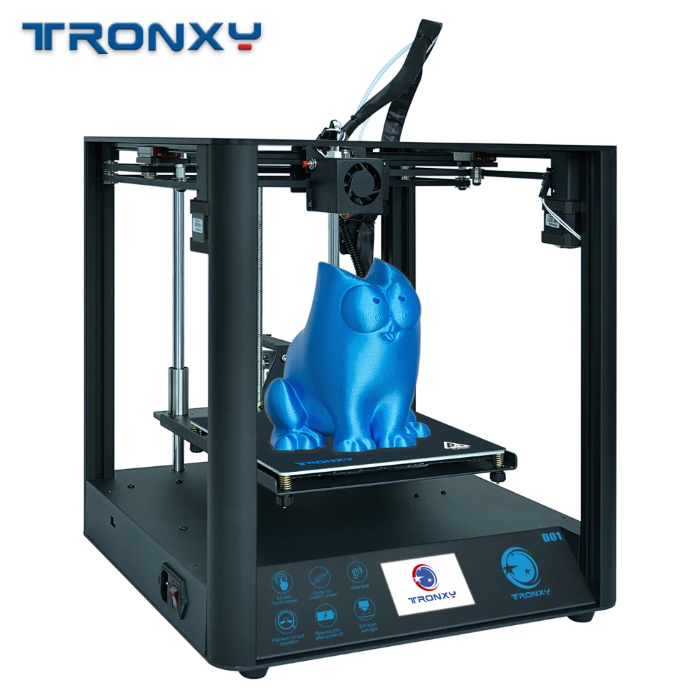 2019Tronxy D01 3d принтер промышленная линейная направляющая ядро XY Titan экструдер бесшумный дизайн высокоточное качество печати