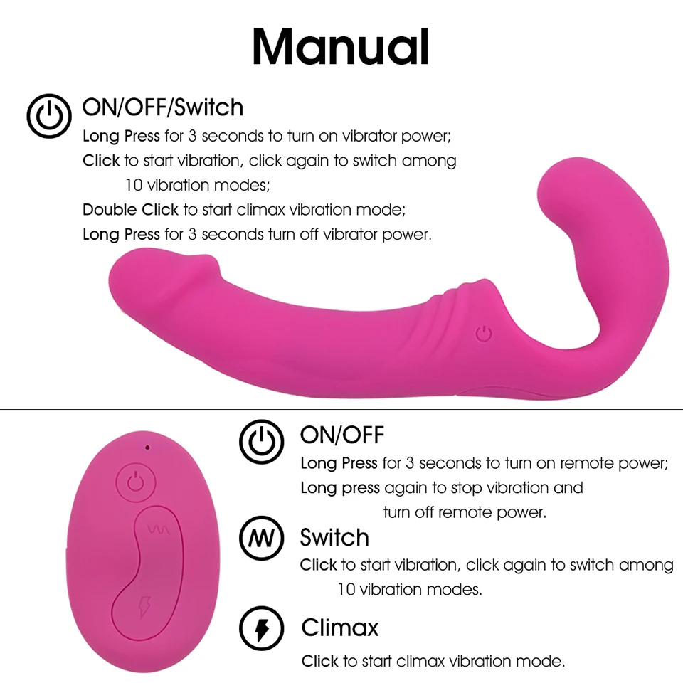 Фаллоимитатор страпон без бретелек для лесбиянок 11 режимов с дистанционным