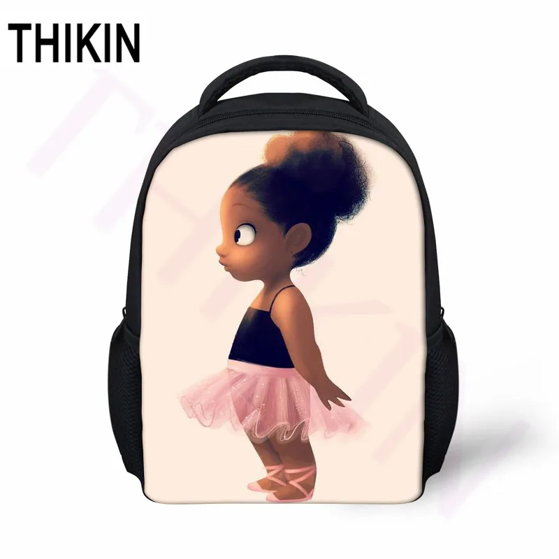 Best THIKIN Boys Girls Mini School Bags Ideal Career African American Black Art Girl Printing Baby Toy Kindergarten Students Bookbag